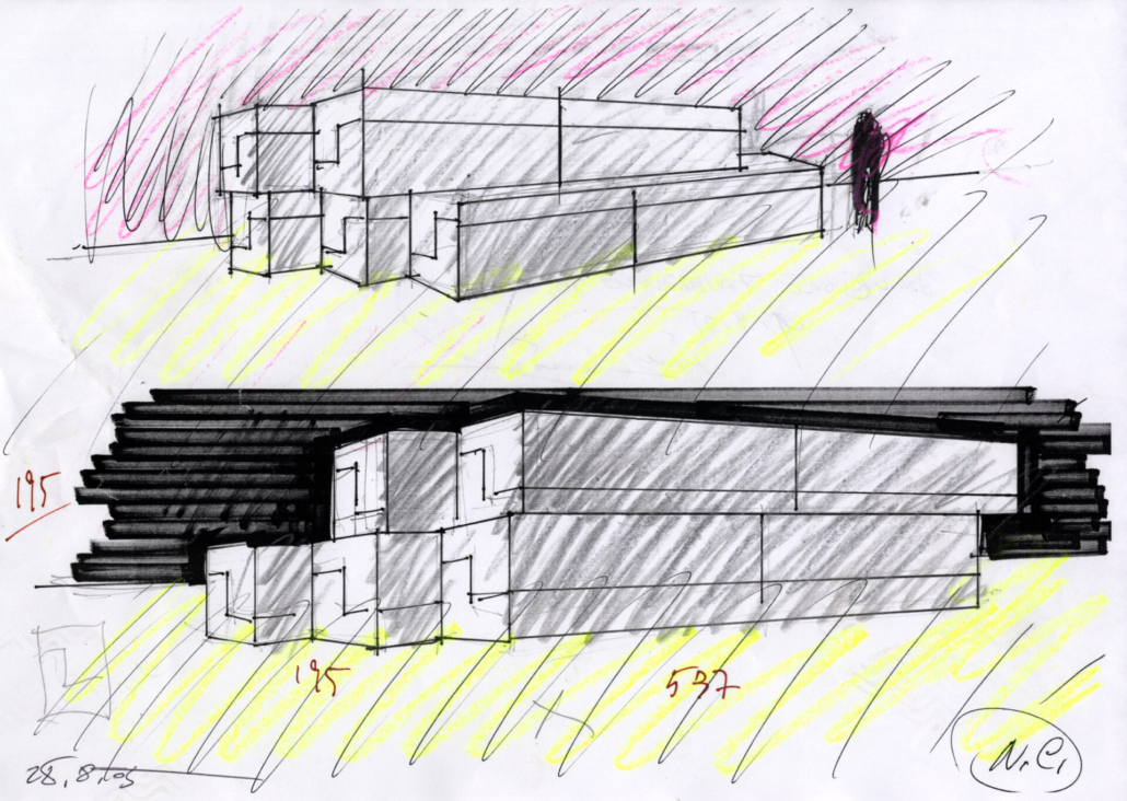 Nicola Carrino Disegni progettuali per Costruttivo 1/71 B – Blocco 2005, 1971-2005
